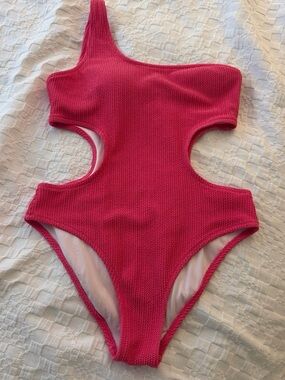 Victoria's Secret Girls' One-Shoulder Cutout One-Piece Swimsuit in Pink